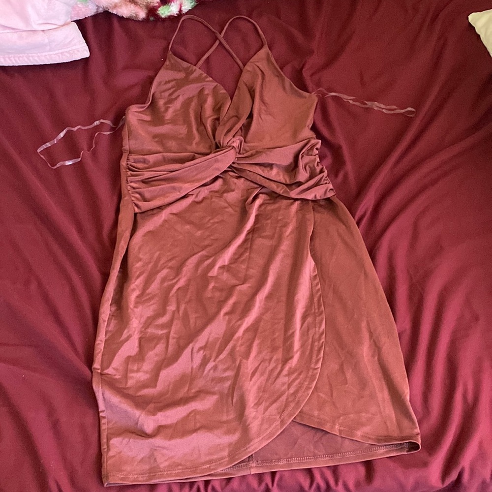 Day/Nighttime Satin Dusty rose Mauve Dark Red Mini dress